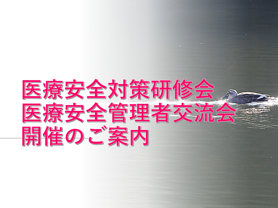 医療安全対策研修会・医療安全管理者交流会開催のご案内